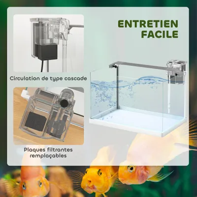PawHut - Aquarium en verre 20L éclairage LED, pompe à filtre-blanc