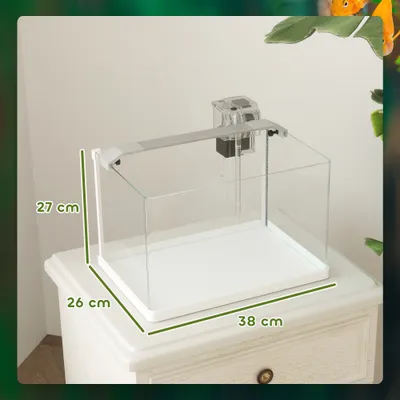 PawHut - Aquarium en verre 20L éclairage LED, pompe à filtre-blanc
