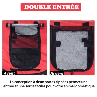 PawHut - Remorque vélo pour chiens avec 8 réflecteurs drapeau - rouge noir PawHut - Remorque vélo pour chiens avec 8 réflecteurs drapeau - rouge noir