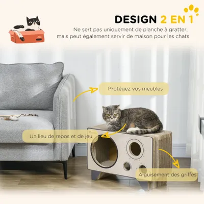 PawHut - Niche Grattoir Chat 2 en 1 - Design Vintage en Carton