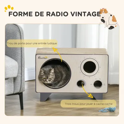 PawHut - Niche Grattoir Chat 2 en 1 - Design Vintage en Carton