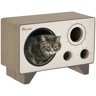 PawHut - Niche Grattoir Chat 2 en 1 - Design Vintage en Carton