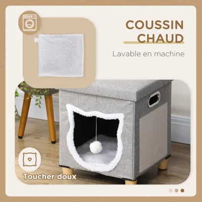 PawHut - Grattoir-Pouf-3en1-Porte-Tête-Chat-Coussin-Amovible-Gris PawHut - Grattoir-Pouf-3en1-Porte-Tête-Chat-Coussin-Amovible-Gris
