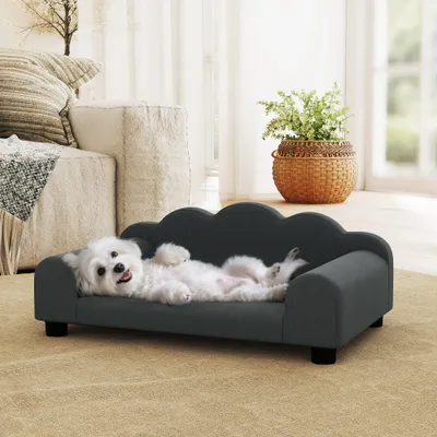 PawHut - Lit pour chien chat design coquillage H.28,5 cm - gris
