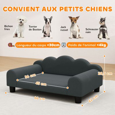 PawHut - Lit pour chien chat design coquillage H.28,5 cm - gris