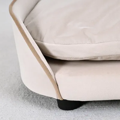 PawHut - Canapé Chien avec coussin amovible housse lavable H.19,5cm-Beige PawHut - Canapé Chien avec coussin amovible housse lavable H.19,5cm-Beige
