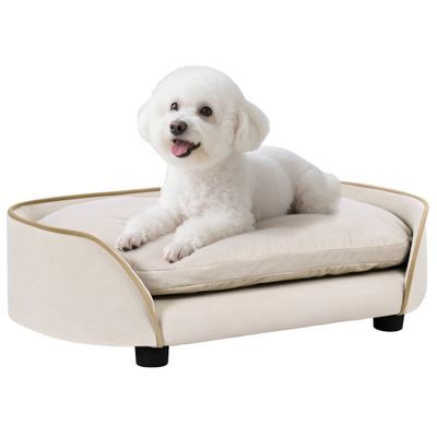 PawHut - Canapé Chien avec coussin amovible housse lavable H.19,5cm-Beige