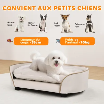 PawHut - Canapé Chien avec coussin amovible housse lavable H.19,5cm-Beige PawHut - Canapé Chien avec coussin amovible housse lavable H.19,5cm-Beige