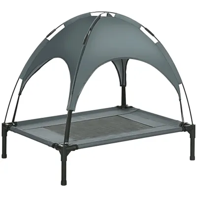 PawHut - Lit chien sur pieds auvent anti-UV Oxford sac inclus - gris PawHut - Lit chien sur pieds auvent anti-UV Oxford sac inclus - gris