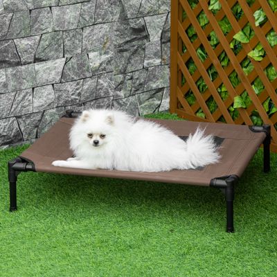 PawHut - Lit pour chien chat sur pieds micro-perforéH.18cm-marron noir