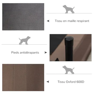 PawHut - Lit pour chien chat sur pieds micro-perforéH.18cm-marron noir PawHut - Lit pour chien chat sur pieds micro-perforéH.18cm-marron noir