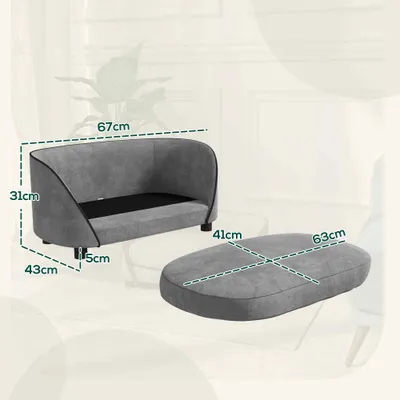 PawHut - Canapé pour chien - coussin déhoussable - H.31cm - gris