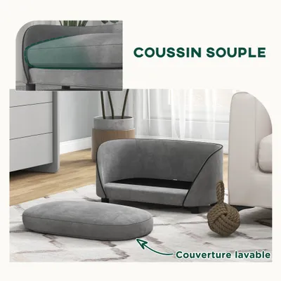 PawHut - Canapé pour chien - coussin déhoussable - H.31cm - gris