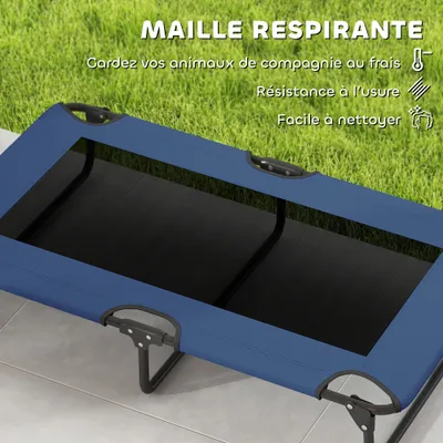 PawHut - Lit à Pieds pour Chien Pliable H.20cm - Bleu PawHut - Lit à Pieds pour Chien Pliable H.20cm - Bleu