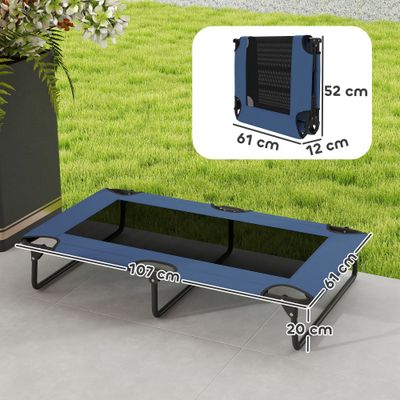 PawHut - Lit à Pieds pour Chien Pliable H.20cm - Bleu
