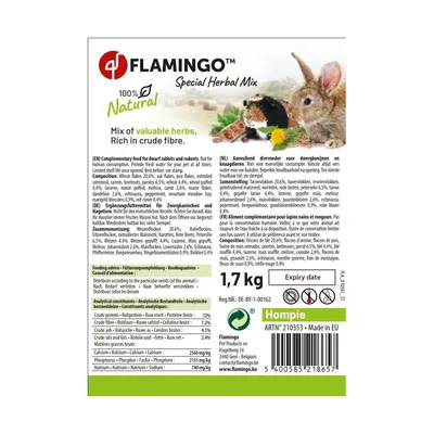 Friandise Mélange d'herbes Énergie Hompie seau 1,7 kg pour Lapin et Rongeur