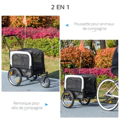 PawHut - Remorque Vélo Chien-2en1 avec roue pivotante et réflecteurs-noir PawHut - Remorque Vélo Chien-2en1 avec roue pivotante et réflecteurs-noir