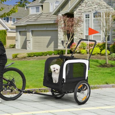 PawHut - Remorque Vélo Chien-2en1 avec roue pivotante et réflecteurs-noir