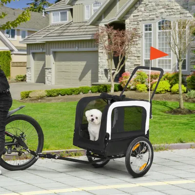 PawHut - Remorque Vélo Chien-2en1 avec roue pivotante et réflecteurs-noir PawHut - Remorque Vélo Chien-2en1 avec roue pivotante et réflecteurs-noir
