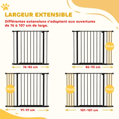 PawHut - Barrière de sécurité réglable L.76-107 cm - noir PawHut - Barrière de sécurité réglable L.76-107 cm - noir