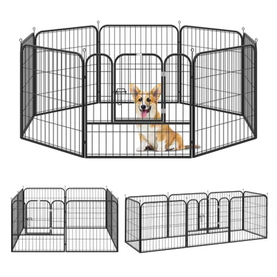 PawHut - Parc chien modulable 8 panneaux acier noir - H.79 cm
