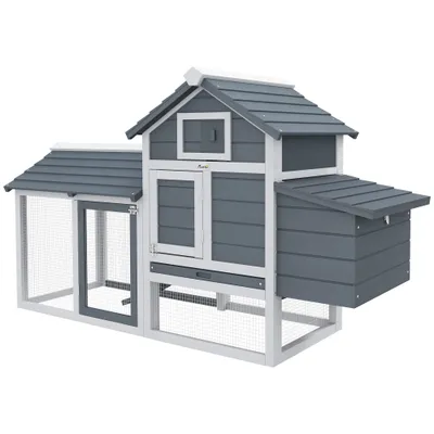 PawHut - Poulailler cottage sur pied bois L.151cm - blanc