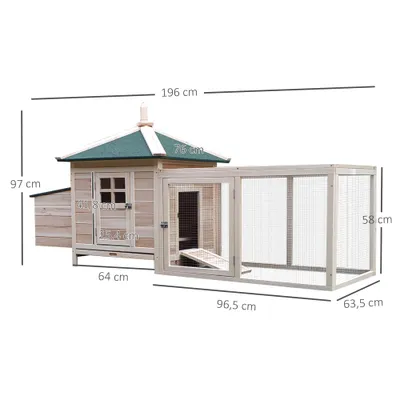PawHut - Poulailler cottage enclos H.97 cm - naturel