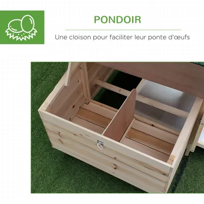 PawHut - Poulailler cottage enclos H.97 cm - naturel