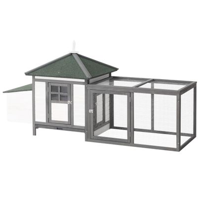 PawHut - Poulailler cottage enclos H.97 cm - vert blanc