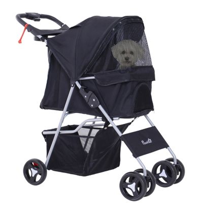 PawHut - Poussette chien pliable 4 roues H.94cm - noir