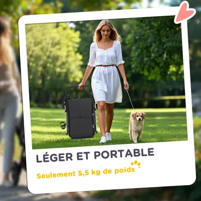 PawHut - Poussette Chien 4 Roues Pliable Nombreux Équipements - Gris PawHut - Poussette Chien 4 Roues Pliable Nombreux Équipements - Gris