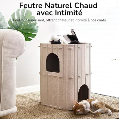 Pawffee Niche pour Chat d'Intérieur, Nid de Chat Grande Maison à 2 Étages Pawffee Niche pour Chat d'Intérieur, Nid de Chat Grande Maison à 2 Étages