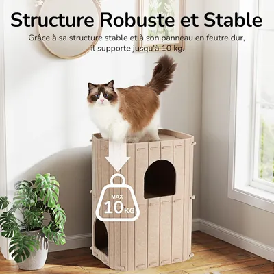 Pawffee Niche pour Chat d'Intérieur, Nid de Chat Grande Maison à 2 Étages Pawffee Niche pour Chat d'Intérieur, Nid de Chat Grande Maison à 2 Étages