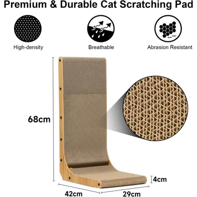 Pawffee Planche Gratter en Forme de L de 68 cm de Haut pour Mur et Coin