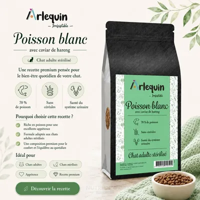 Arlequin - CROQUETTE CHAT STERILISE IRRESISTIBLE POISSON BLANC HARENG Arlequin - CROQUETTE CHAT STERILISE IRRESISTIBLE POISSON BLANC HARENG