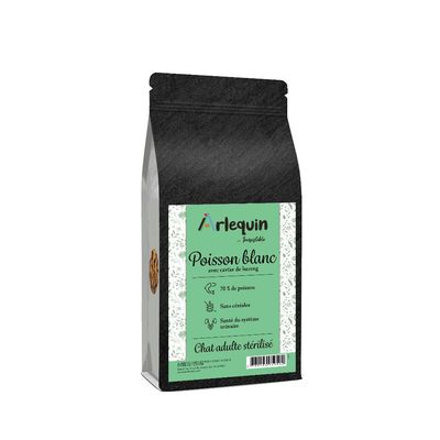 Arlequin - CROQUETTE CHAT STERILISE   IRRESISTIBLE POISSON BLANC   HARENG