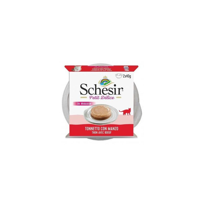 SCHESIR - Paté en Mousse Chat - Petit Délice- Thon et Boeuf - SCHESIR