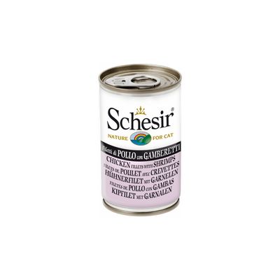 SCHESIR - Pâtée en gelée poulet/crevettes chat (boite 140g) - SCHESIR