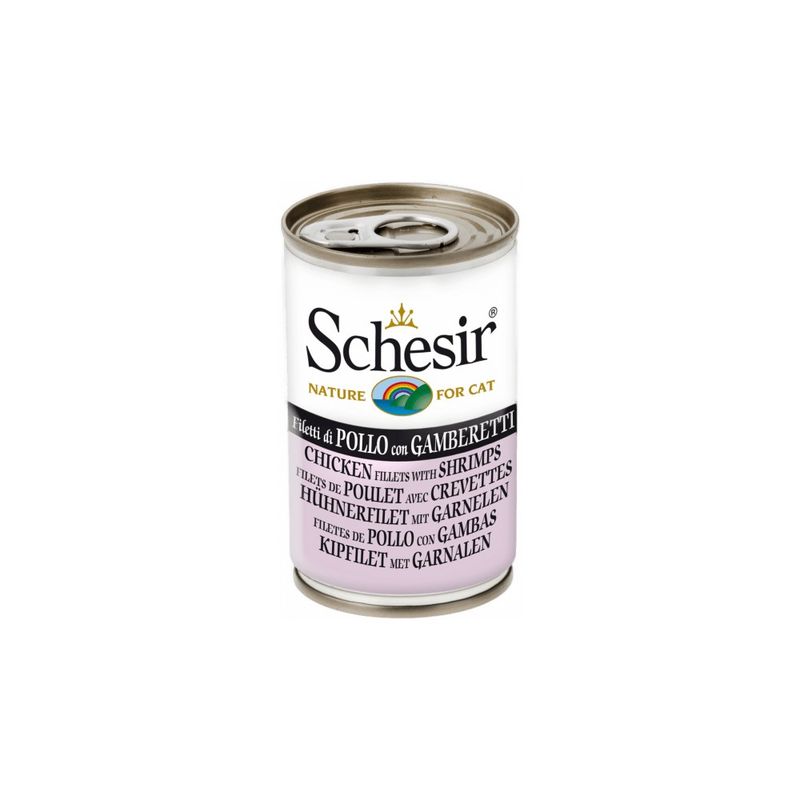 SCHESIR - Pâtée en gelée poulet/crevettes chat (boite 140g) - SCHESIR