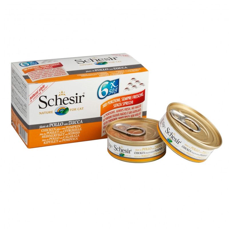 SCHESIR - Bouillon poulet/citrouille chat (boite 6x50g) - SCHESIR