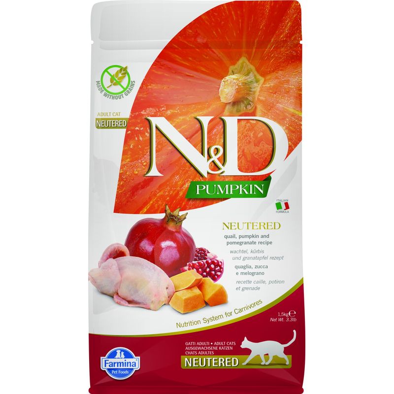 N&D Pumpkin nourriture pour le chat castré Caille 1,5 kg