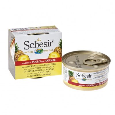 SCHESIR - Pâtées morceaux filets poulet/ananas chat (boite 75g) - SCHESIR