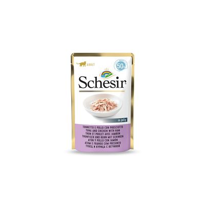 SCHESIR - Pâtée en gelée poulet/jambon chat (sachet 50g) - SCHESIR