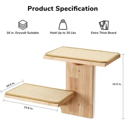 Pawffee Étagères Murales pour Chat, 2 Plateformes,