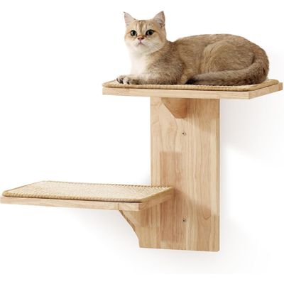 Pawffee Étagères Murales pour Chat, 2 Plateformes,