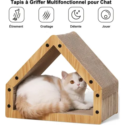 Pawffee Griffoir pour Chat Extra Long de 42 cm en Forme de Maison pour Chat