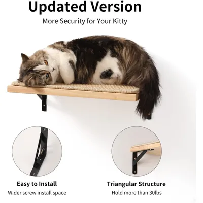Pawffee Estantería flotante de pared con rascador para gatos.