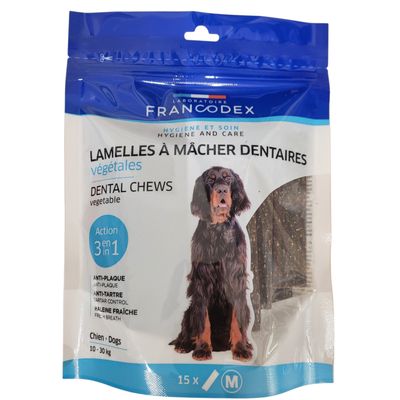 Lamelles à mâcher dentaires Francodex pour chien - Taille M - 15 unités