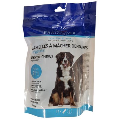 Lamelles à mâcher dentaires Francodex pour chien - Taille L - 15 unités