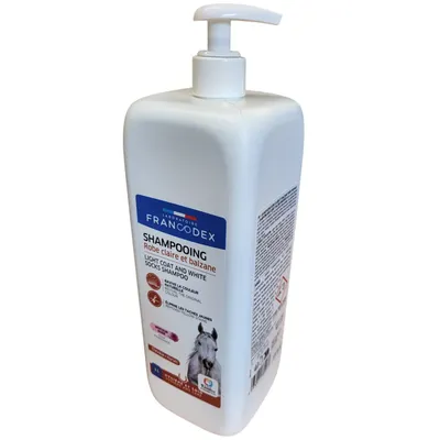 Shampooing Robe Claire et Balzane pour chevaux - Bidon de 1 Litre - Francod Shampooing Robe Claire et Balzane pour chevaux - Bidon de 1 Litre - Francod